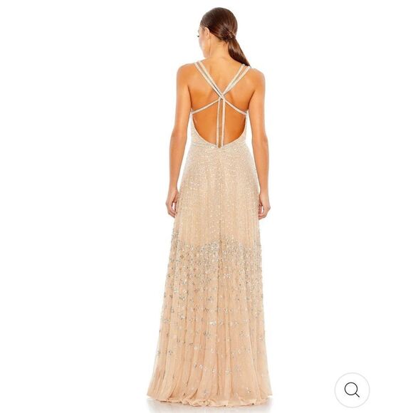 NWT Mac Duggal 93701 Embellished Plunge Neck Sleeveless Gown Size 6 - Picture 6 of 15